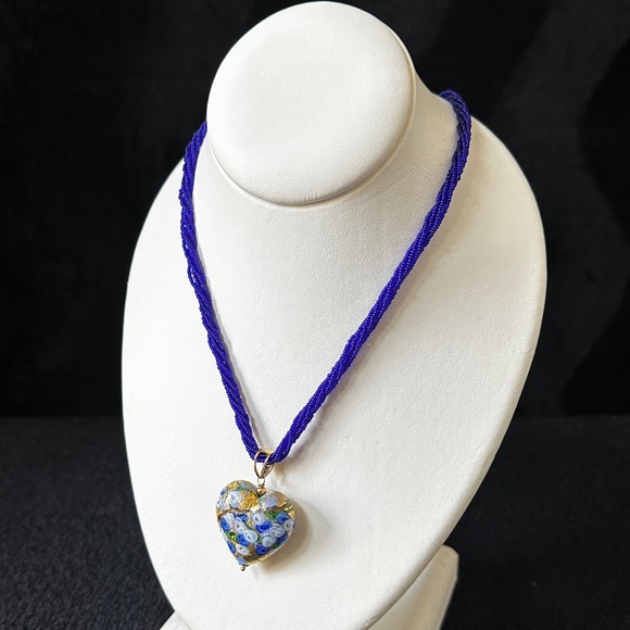 Italian Multicolored Murano Heart Pendant Necklace in 18kt Gold Over Sterling - Picture 7 of 15